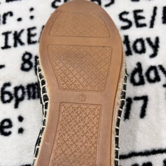 Tory Burch Women's Espadrille Flats Poppy Logo Black Canvas Slip-On Shoes Size 7 - Picture 6 of 7